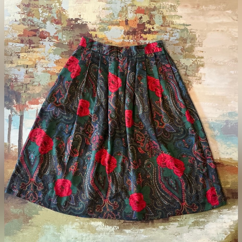 VINTAGE WORTHINGTON - Pleated Floral Skirt